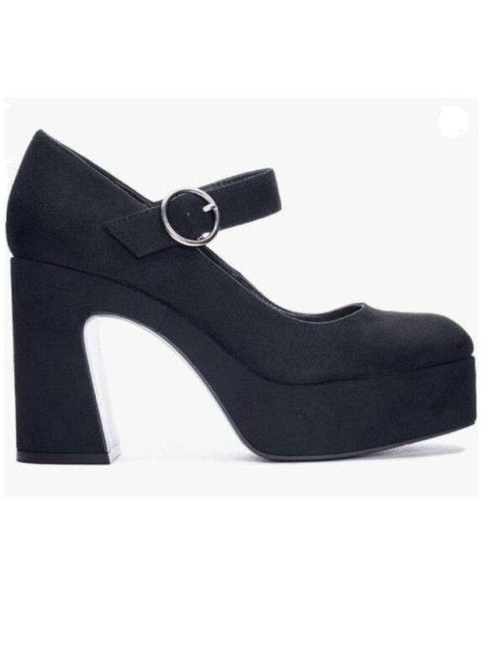 FOWT Classic Platform Mary Jane Shoes for Women Ankle Buckle Strap Pumps Black